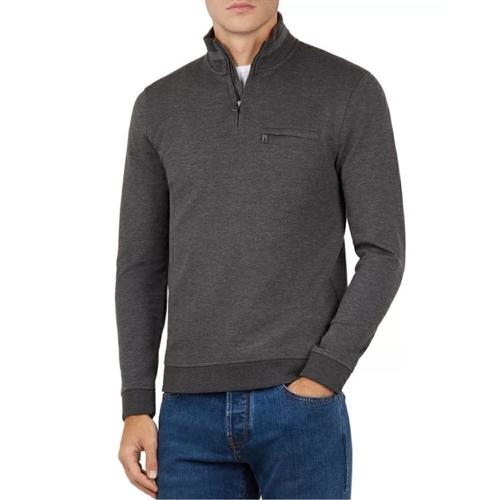 Ted Baker Leevit Half-Zip Sweatshirt Men’s L (Size 4) Grey Funnel Neck